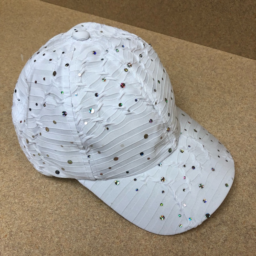 Women’s Sequin White Ball Cap